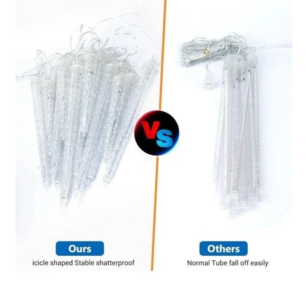 20 Tubes Meteor Shower Rain Lights Drop Icicle Falling String Light Christmas